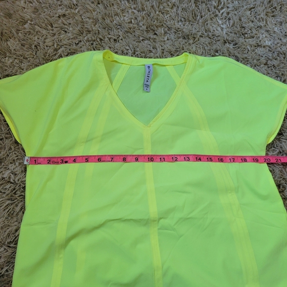 Neon yellow short sleeve Athleta top - Picture 7 of 8